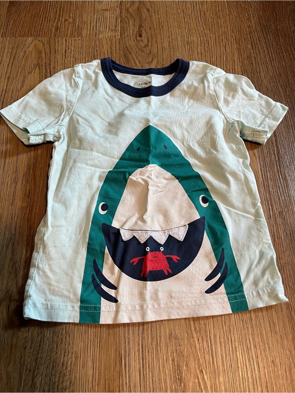 Carter's, Short Sleeve Shirt, Blue, Shark Graphic, 24 months